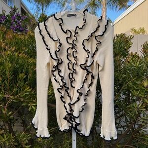 Alexander McQueen Ruffled Wool Henley Top